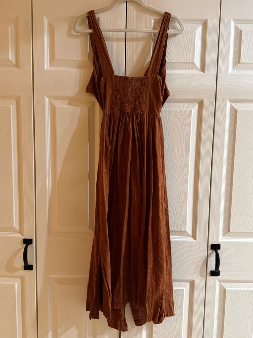 Free People Caldasi Cotton Printed Midi Dress Bronze Smocked Crop Top Size XS - Picture 5 of 7
